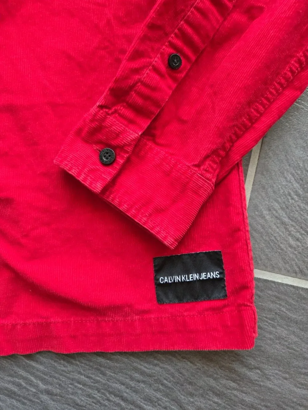 Calvin Klein Jeans Red Corduroy Button Down Shirt Jacket Shacket - Large